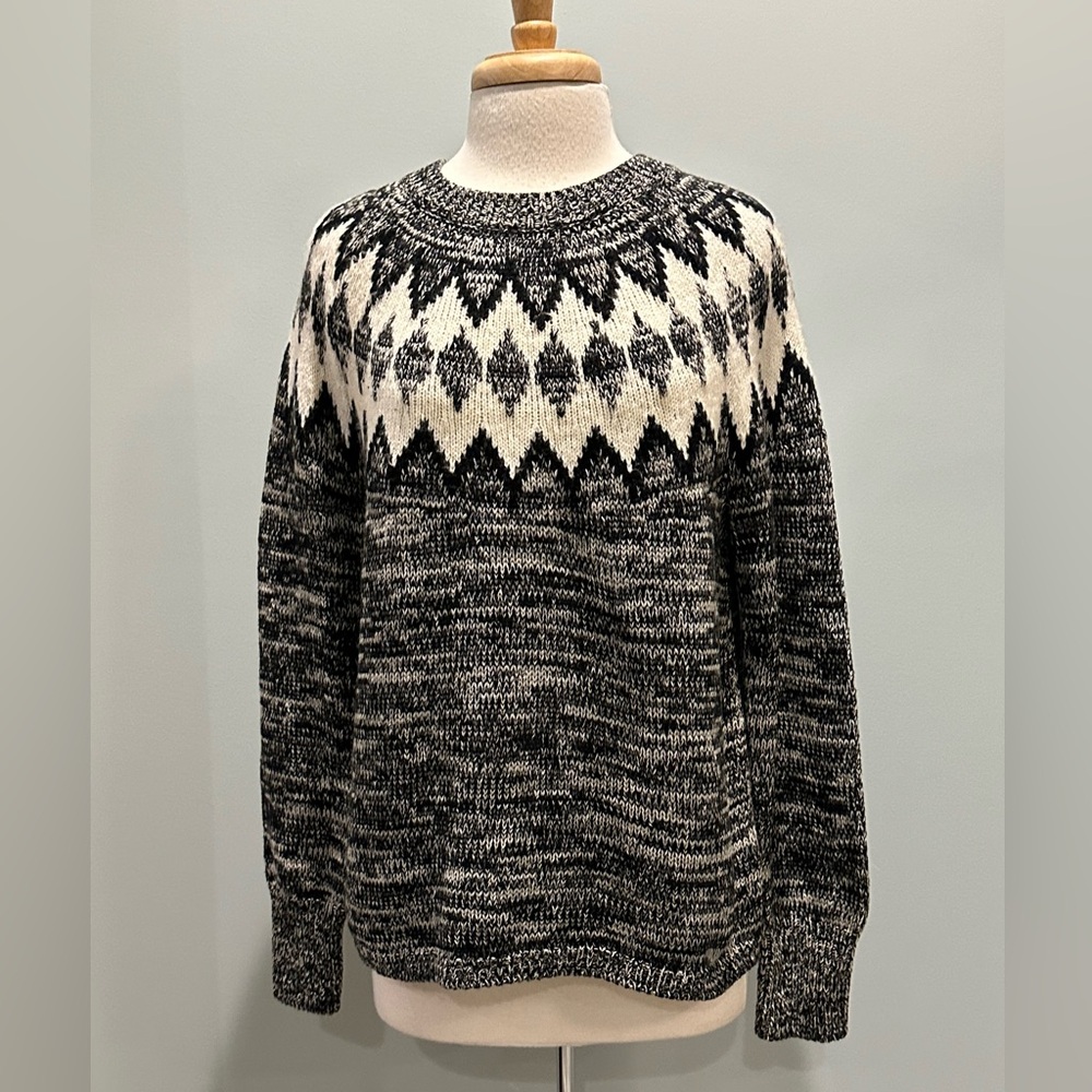 Chaps Fair Isle Crewneck knit black/white sweater New with tags size XLarge
